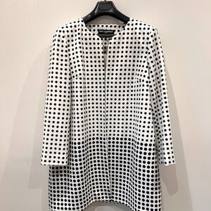 Karl Lagerfeld long jacket XL white with blue-black polka dots